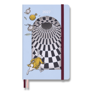 Diár Moleskine Alice in Wonderland 2027 veľkosť L - modrá farba denný, ružová farba týždenný — modrá denný