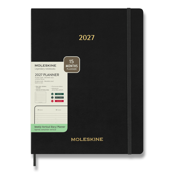 Diár Moleskine Essential 2027 - mäkké dosky, XXL, týždenný, vertikálny