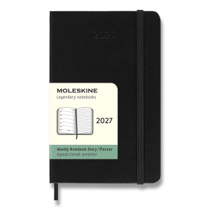 Diár Moleskine 2027 - tvrdé dosky, S, týždenný — čierna