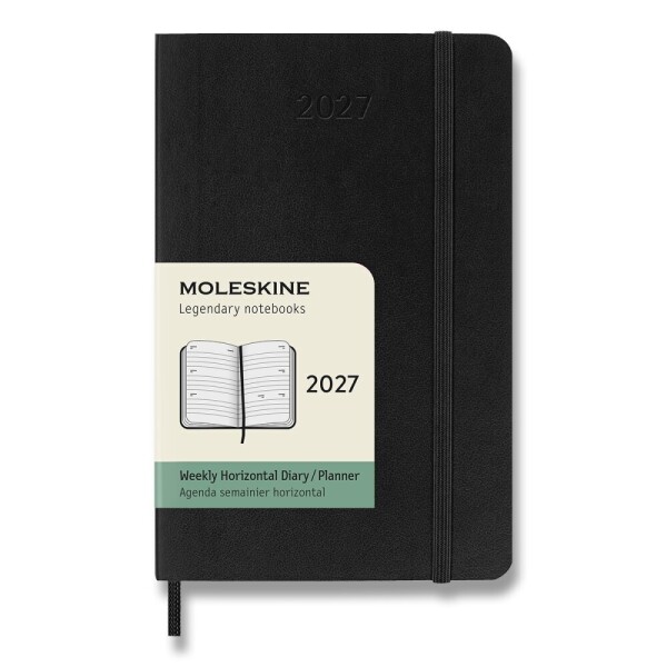 Diár Moleskine 2027 - mäkké dosky, S, týždenný, horizontálny, čierny