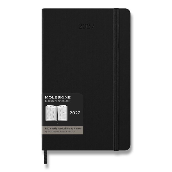 Diár Moleskine PRO 2027 - tvrdé dosky, L, týždenný, vertikálny, čierny