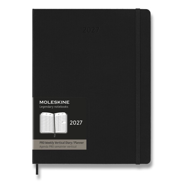 Diár Moleskine PRO 2027 - tvrdé dosky, XL, týždenný, vertikálny, čierny