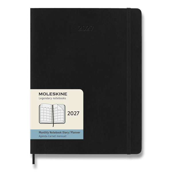 Diár Moleskine 2027 - mäkké dosky, XL, mesačný, čierny
