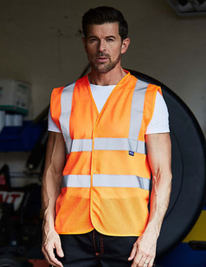 YK120 Hi-Vis Top Cool Recycled Open Mesh vesta - Reklamnepredmety