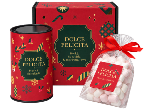 Horúca čokoláda a marshmallows — červená