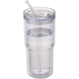 Plastový hrnček Archer s objemom 480 ml s dvojitou stenou — priesvitná