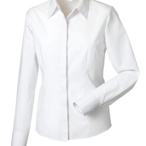 Z924F Ladies Long Sleeve Polycotton Fitted Poplin Shirt
