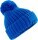 Pletená čiapka s brmbolcom "Toasty Patch" B 329 — modrá onesize