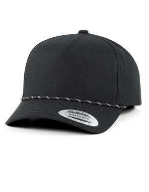YP Classics Retro Cotton Blend 5-Panel Snapback Cap with Braided Rope — čierna One Size