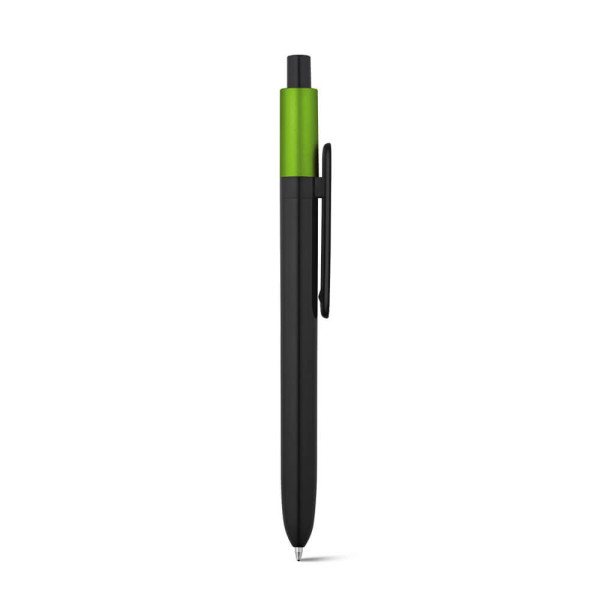 KIWU Metallic. ABS guľôčkové pero s lesklým povrchom a lakovaným viečkom s metalickým vzhľadom