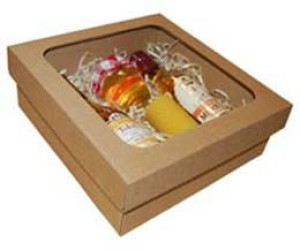 Sada med, sviečka, medovina, tokajské víno v krabici z vlnitej lepenky - Reklamnepredmety