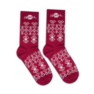 Ponožky bordové s ľudovým vzorom - Reklamnepredmety