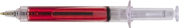 Plast, guľôčkové pero v tvare striekačky