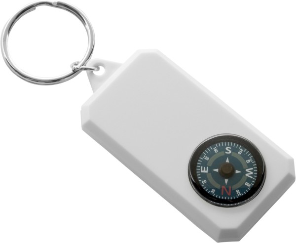 Plastový držiak na kľúče, kompas, biely