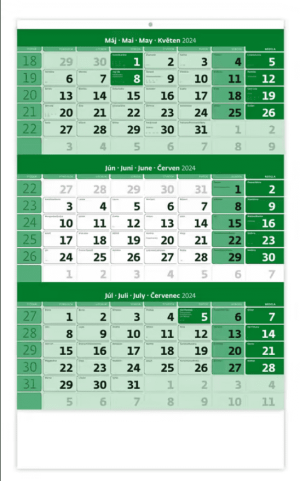 Trojmesačný kalendár, zelený - Reklamnepredmety