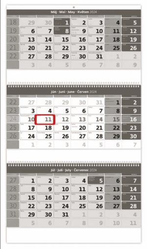 Trojmesačný kalendár šedý so špirálou - Reklamnepredmety