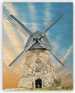 Drevený obraz Windmill - Reklamnepredmety