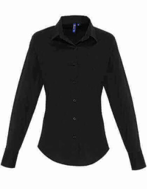 PW344 Ladies Stretch Fit Poplin Long Sleeve Cotton Shirt - Reklamnepredmety