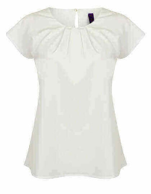 W597 Ladies` Pleat Front Short Sleeve Blouse - Reklamnepredmety
