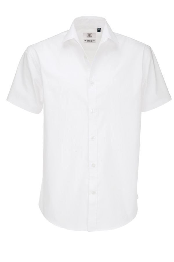 B&C | Popelínová elastická košeľa s krátkym rukávom Black Tie SSL / pánska