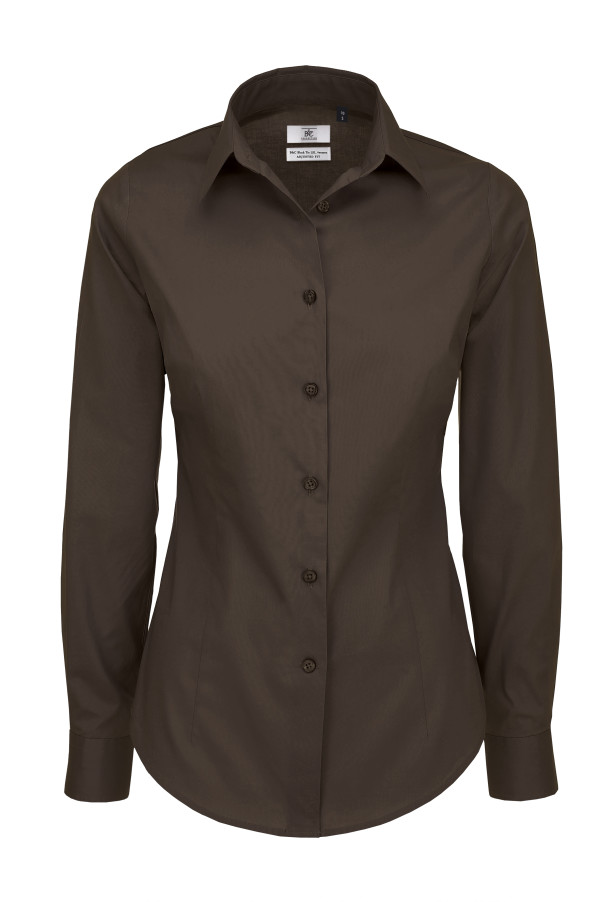 B&C | Popelínová elastická košeľa s dlhým rukávom Black Tie LSL / dámska