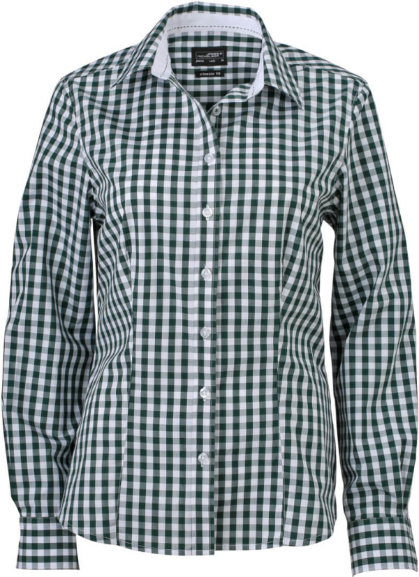 James & Nicholson | Dámska popelínová kockovaná košeľa s dlhým rukávom JN 616