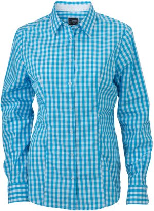 James & Nicholson | Dámska popelínová kockovaná košeľa s dlhým rukávom JN 616 - Reklamnepredmety