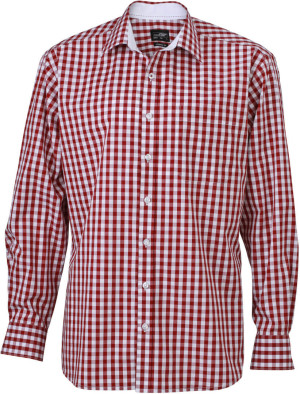 James & Nicholson | Pánska popelínová kockovaná košeľa s dlhým rukávom JN 617 - Reklamnepredmety
