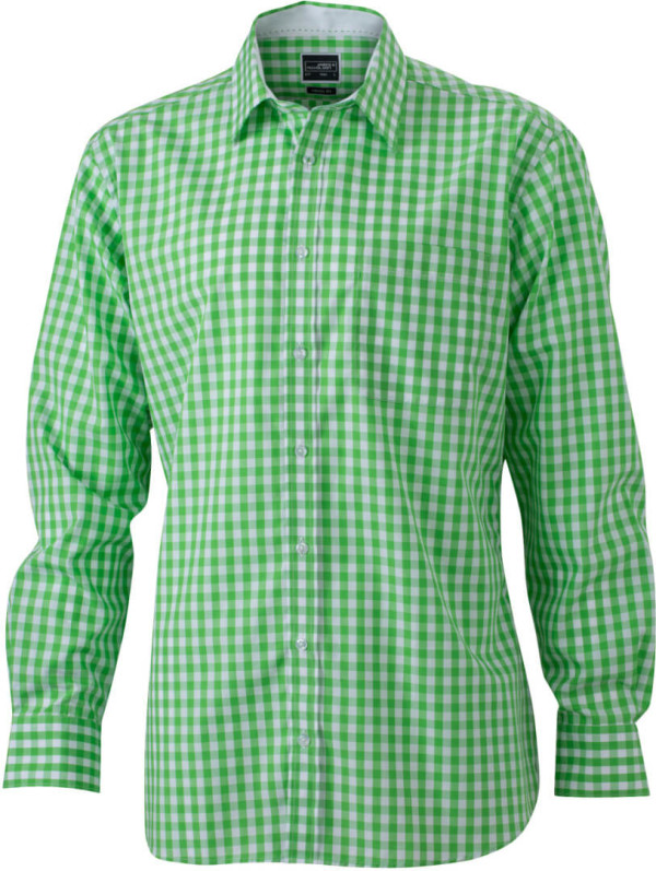 James & Nicholson | Pánska popelínová kockovaná košeľa s dlhým rukávom JN 617