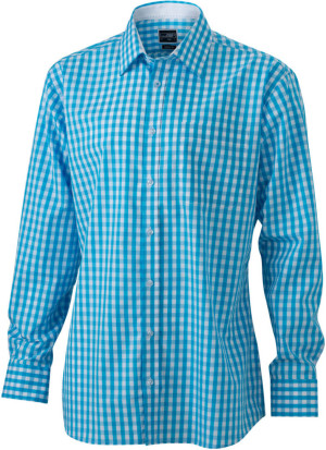 James & Nicholson | Pánska popelínová kockovaná košeľa s dlhým rukávom JN 617 - Reklamnepredmety