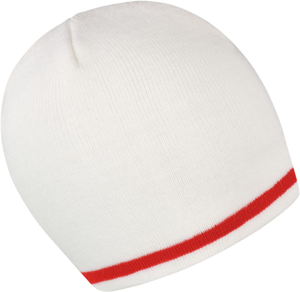Pletená čiapka s kontrastným prúžkom