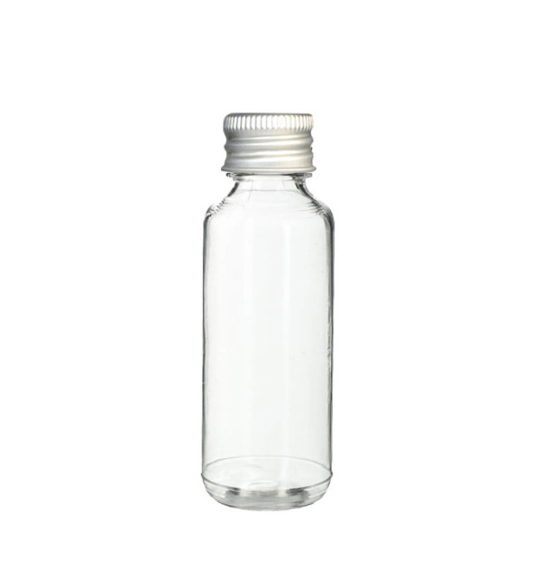 Priesvitná fľaša s hlinikovym uzaverom 30 ml