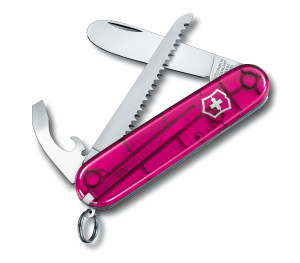 My First Victorinox (with wood saw), 84mm, pink translucent - Reklamnepredmety