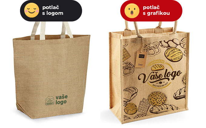 Ta&scaron;ky z juty s potlačou