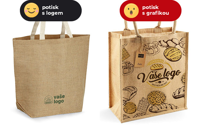 Ta&scaron;ky z juty s potiskem