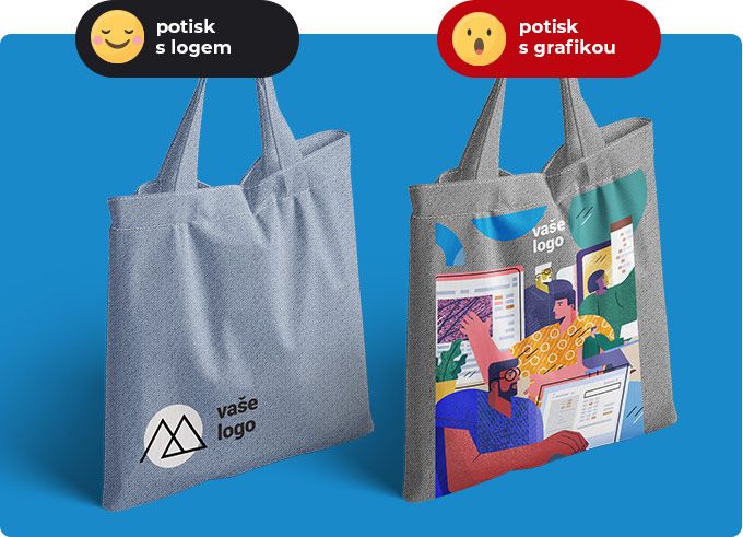 Ta&scaron;ky z recyklovan&eacute; bavlny s potiskem