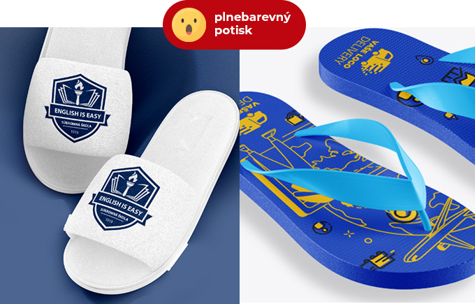 Pantofle a žabky s potiskem